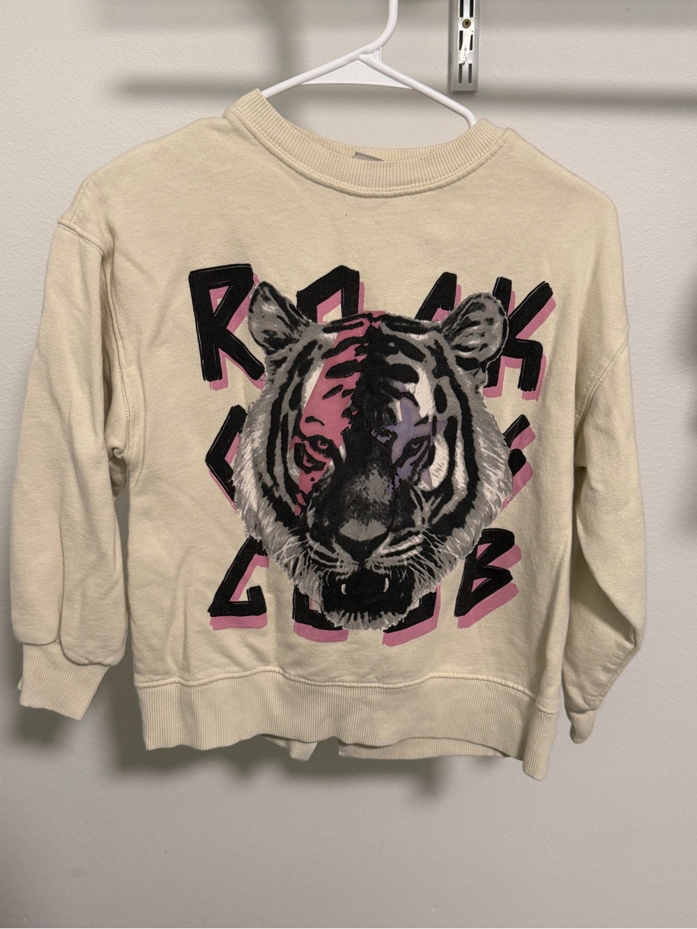 Zara Cream Sweatshirt with Pink & Black Graphic